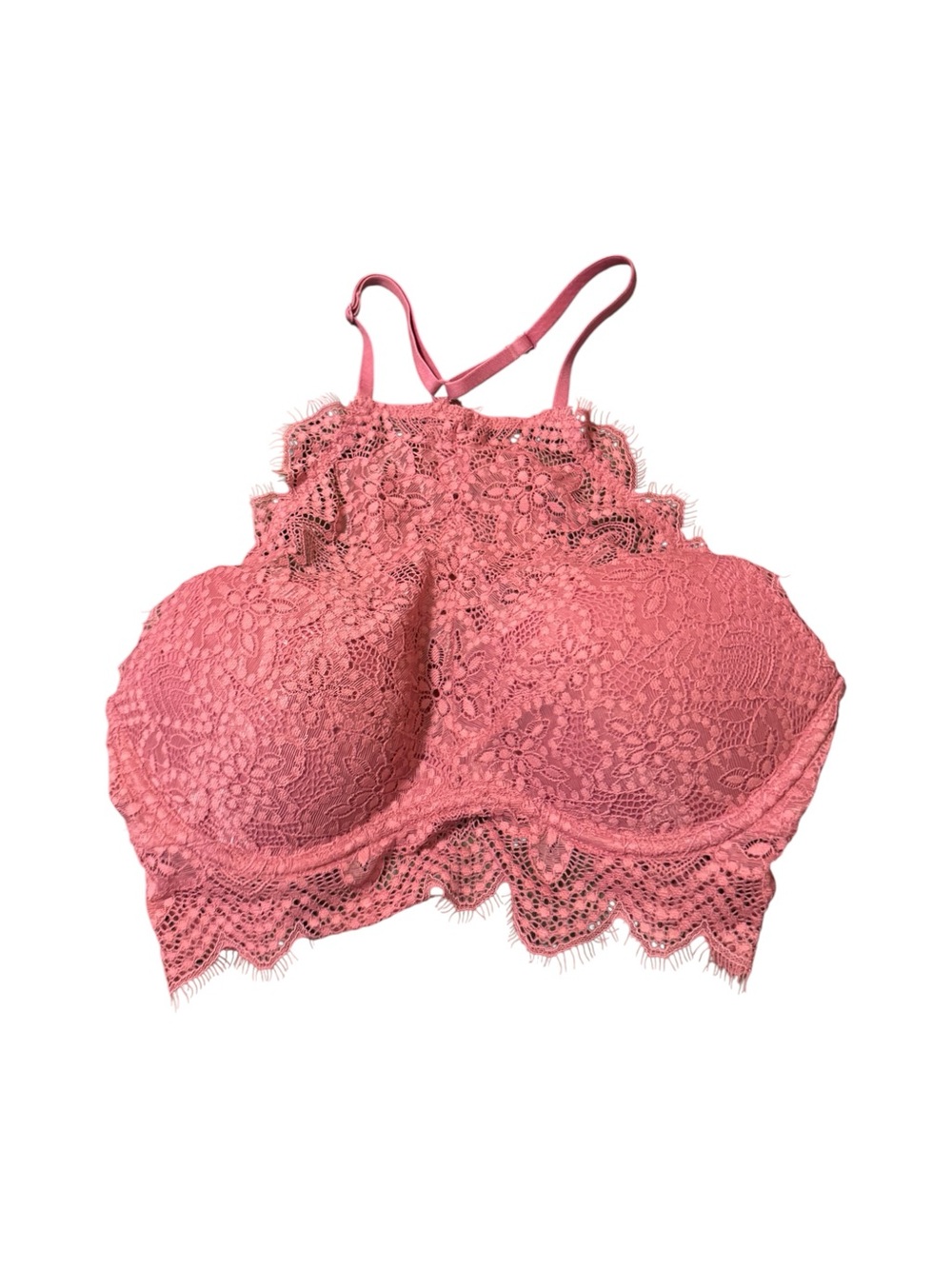 Victorias Secret PINK Lace High-Neck Bralette in Dusty Rose/Mauve Size Small